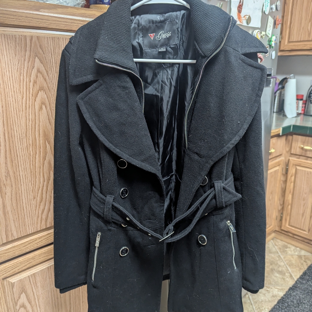 Guess Women's Black Trench Coat with Belt